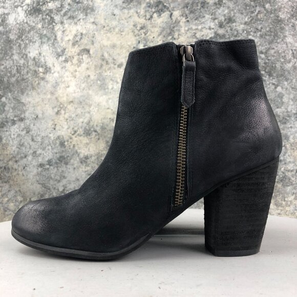 BP Women's Size 9M Trolley Black Leather High Heel Side Zip Ankle Booties Boots - Picture 6 of 15